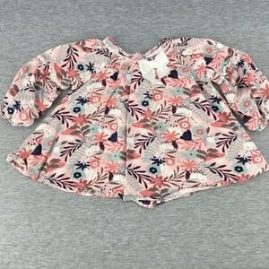 Tommy Bahama Baby Girls Pink Floral Long Sleeve Top 18 Months Bow‎ Neck